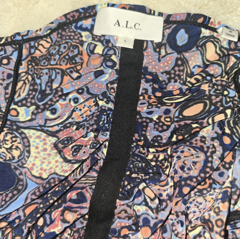 A.L.C. Nolan Dress Stretch Floral Ruched - Picture 8 of 8